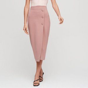 Aritzia- Babaton Buttoned Up Midi Skirt- Rose